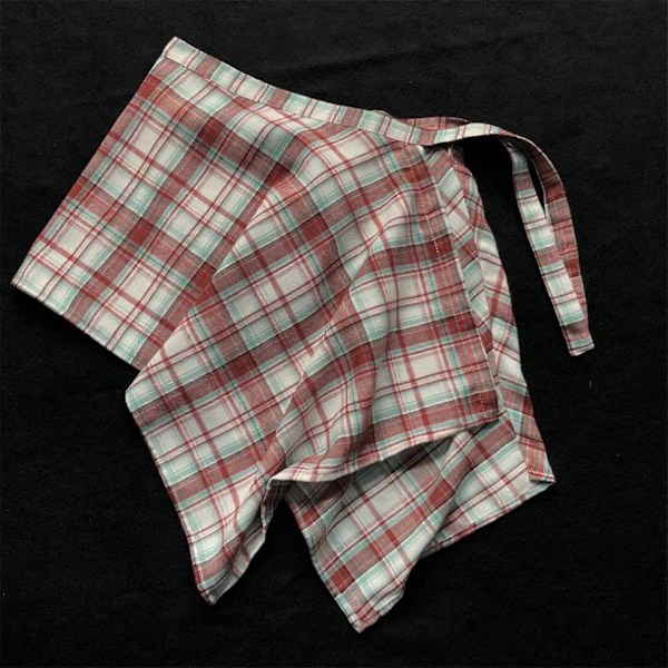 Unisex Ruudullinen Kerroksellinen Lyhyt Kietaisuhame Epäsäännöllinen Laskostettu Esiliinahame Solmittava A-linjainen Lantiohuivi Ylihame Paidanjatke Mustavalkoinen - Täydellinen Red