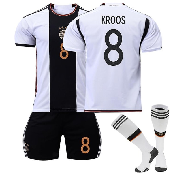 -23 World Cup Germany Hjemmetrøje fodbolduniform til voksne børn - Perfet No.8 Toni Kroos 22