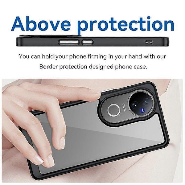Kompatibel med vivo V50 5G Skal TPU + Akryl Skyddande Transparent Mobilskal - Perfekt Black