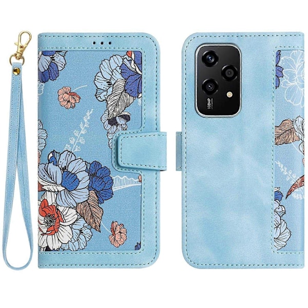 Blomstermønstret Læder Telefon Cover med Lanyard-Perfet For Honor 200 Lite Global