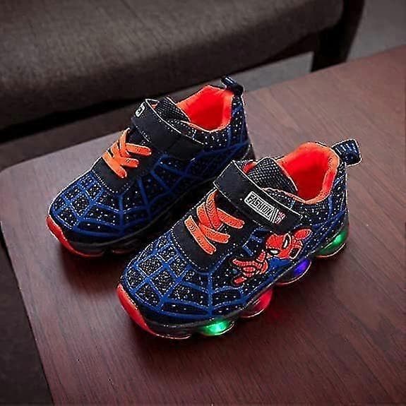 Barnesko Sportssko Spiderman Lysende Sneakers Barn Led Lysende Sko for Gutter-Perfet Blue 28