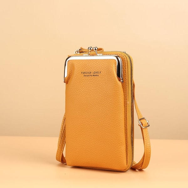Mobiltaske Pung Kortholder Taske med skulderrem - Perfet Yellow