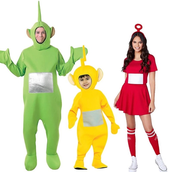 4 Färger Teletubbies Cosplay För Vuxna Rolig Tinky Winky Dipsy Laa-laa Po Anime Karneval Kostym Kläder Finklänning Barn Män Blå - Perfet Men Green Kids M