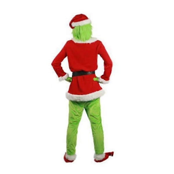 7-delad Grinch-kostym för julcosplay, vuxen Santa-kostymset + mask A-Perfet A 2XL