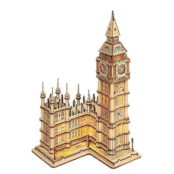 Rolife DIY 3D Tower Bridge Big Ben Berömd Byggnad Träpusselspel Enkel Montering Leksakspresent Lämplig för Barn Tonåringar Vuxna TG507 Big Ben