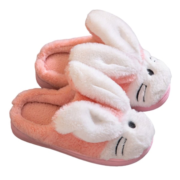 Barn Søt liten kanin Plysj bomullstøfler Cartoon Warm - Perfet Pink 34