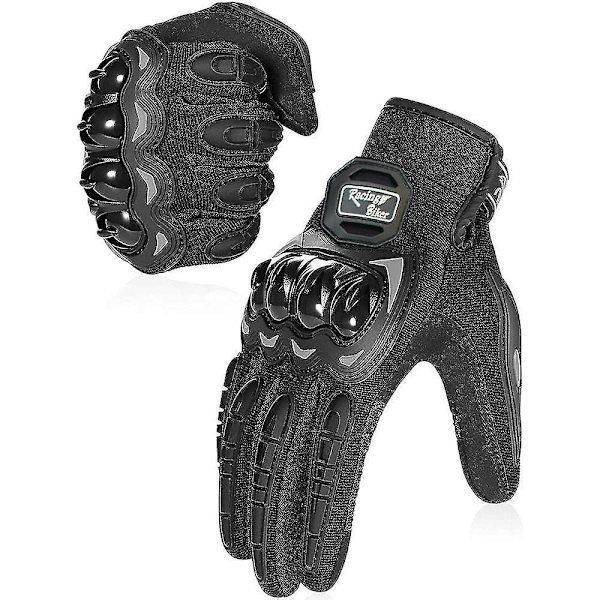 Motorcykelhandskar Full Finger Touchscreen Motorcykelhandskar med Hård Knogskydd - Perfekt Black XL