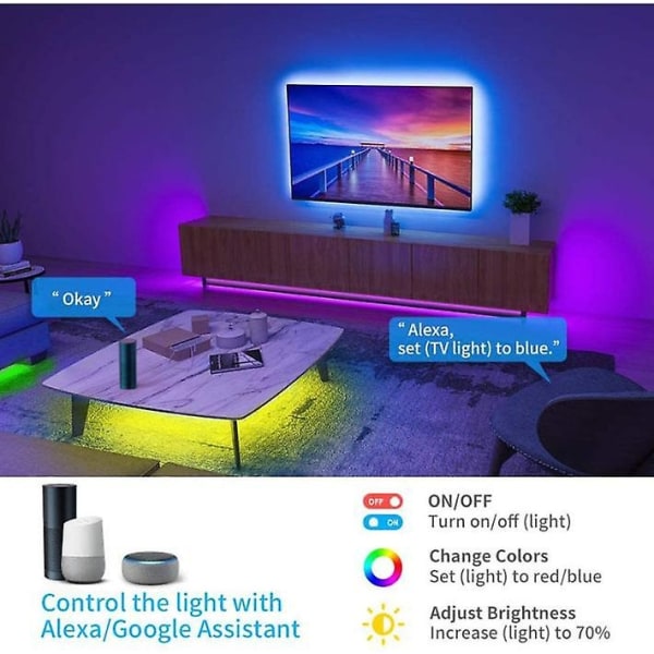 Led Light Strip Set Wifi Smart Dc12v24 Key App Färgglad Rgbled Light Strip Lim Vattentät - Perfet Au plug 10M
