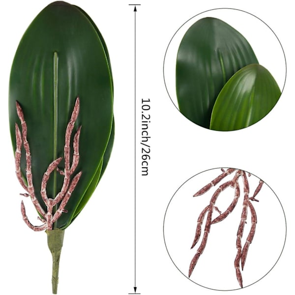 5-pack Phalaenopsis orkideer blader kunstig ekte utseende røtter Berøringsplanter Grønne kunstige blader Arrangement - Perfet