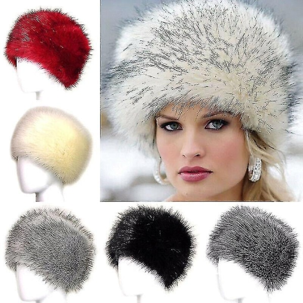 fluffig fuskpäls för kvinnor rysk hatt dam Tjock fluffig skidkepsar varma vintermössor - Perfet Light Gray