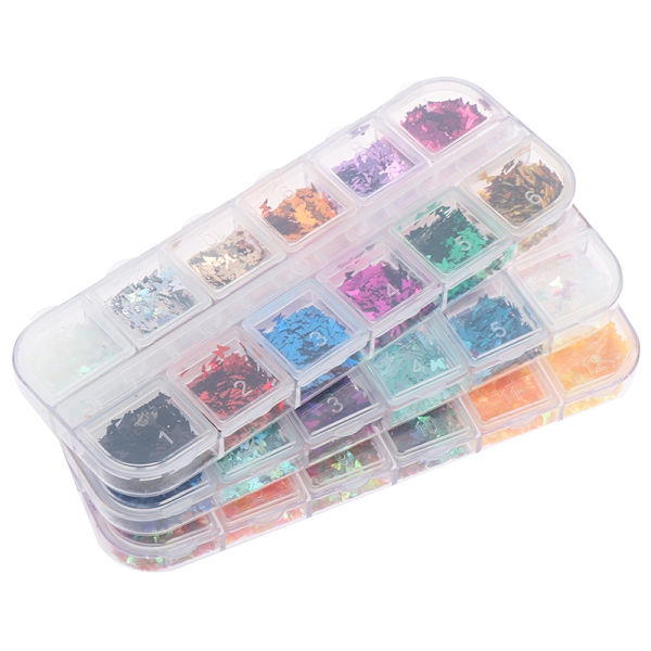 Sparkly Butterfly Nail Paljetter Mixed Glitters Flakes Discs rt - Perfet A