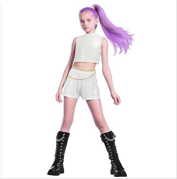2025 Demon Hunter K-Pop Kostym | Halloween Flickor Cosplay Kostym (Skor Ingår Ej)-Perfekt 100cm