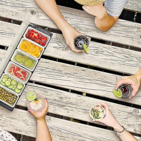 Bar top Mad- & Krydderidispenser: 6-rums Garniturestation med Låg til Bartending og Servering - Perfekt