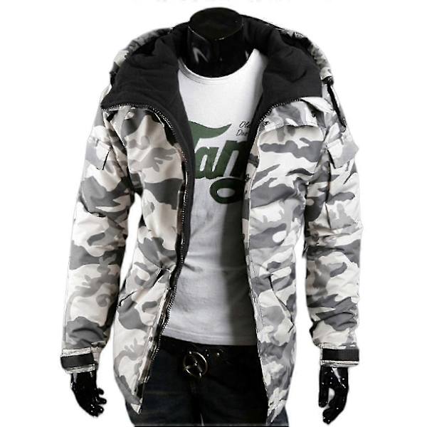 Mænds Vinter Camo Løstsiddende Bomuldsjakke-Perfet black and white camouflage xl