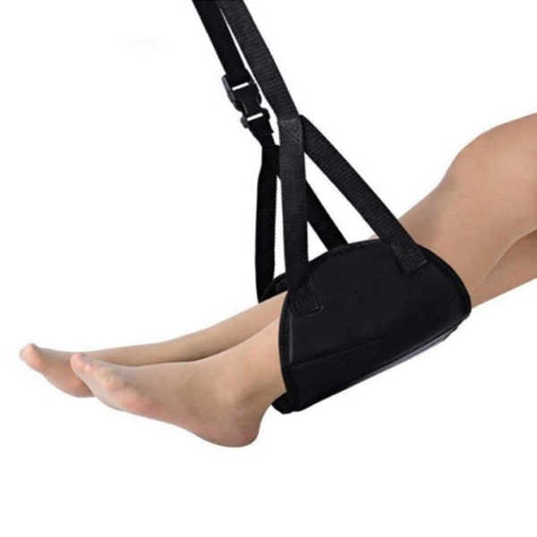 Fod hængekøje med Memory Foam hængende skammel Bærbar fodstøtte til Office Home Travel Flight Sort black