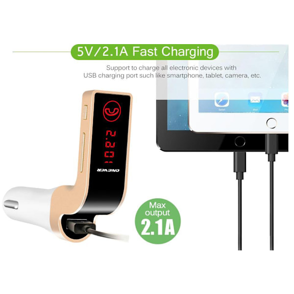 Bluetooth Car FM Transmitter Modulator MP3 USB Guld - Perfet gold one size