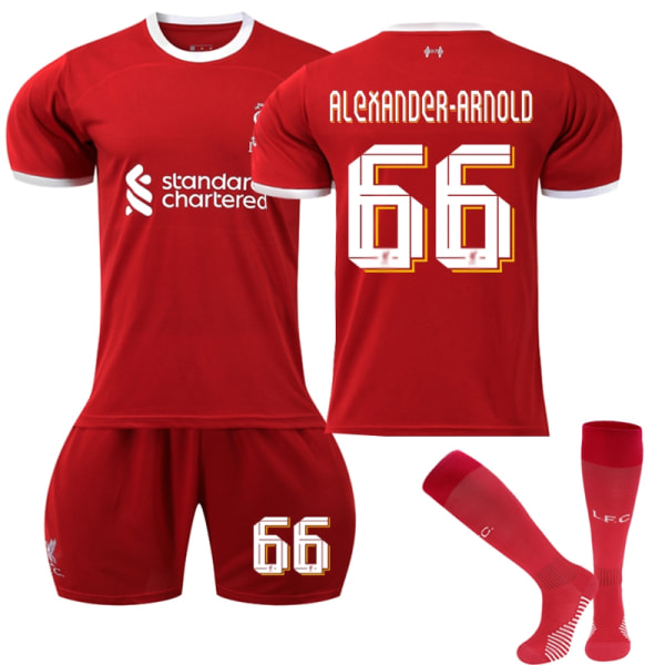 2023-2024 Liverpool Home Børnefodboldtrøjesæt nr. 66 Alexander-Arnold- Perfet 16