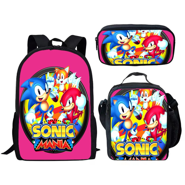 Sonic skoletaske til børn, madpakke, blyanttaske sæt med tre - Perfet 39
