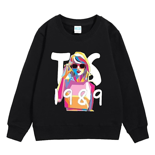 5-10 år gamle barn Gutter Jenter Taylor Swift 1989 Genser Trykk Lang Erme Rund Hals Casual Løstsittende Pullover Topp Fan Gave - Perfekt black 6-7 years old