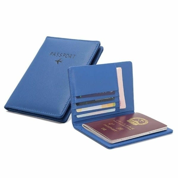 Passport-hållare i PU-läder, Blue - Perfet
