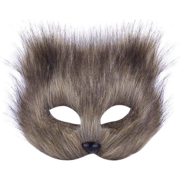 Donkey Mask Halloween Cosplay Mask Halvt ansigt slør Øjenmaske Furry Donkey Kostume tilbehør Dyrefest Kattemasker Grå- Perfet