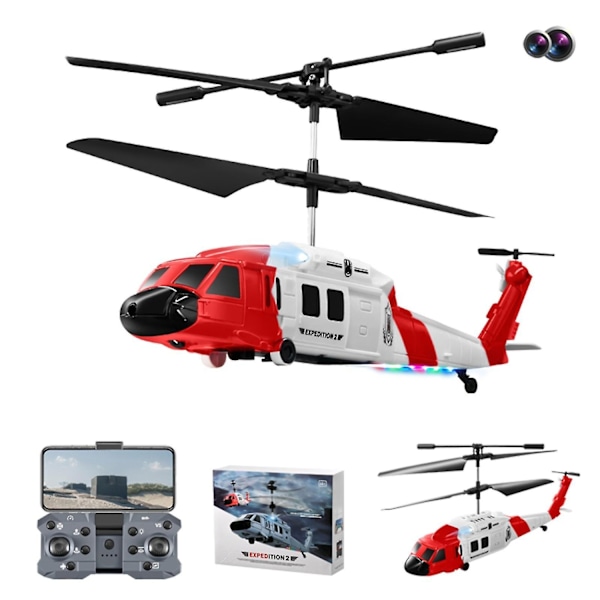 Fjärrstyrd helikopter med hinderdetektering, utrustad med dubbla 1080p-kameror, 2.4GHz 3.5CH fjärrkontroll - perfekt Red