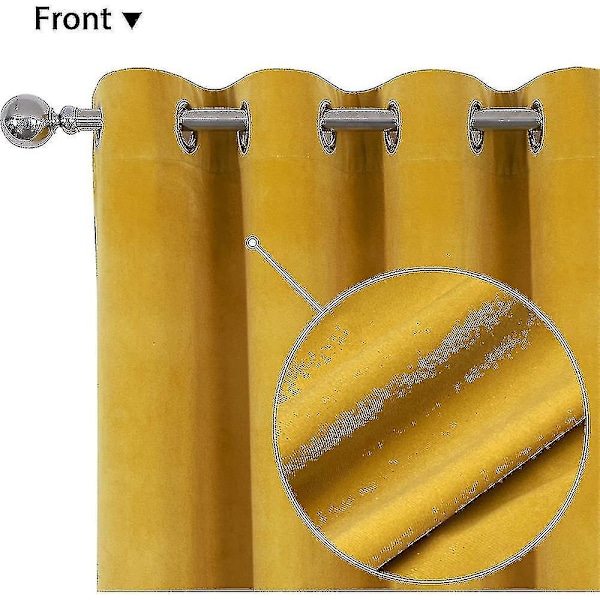 Luksuriøse termisk isolerede gardiner, tykke, solide, effektive mørklægningsgardiner - Perfekt Golden Yellow W 59x H 98 150cm*250cm