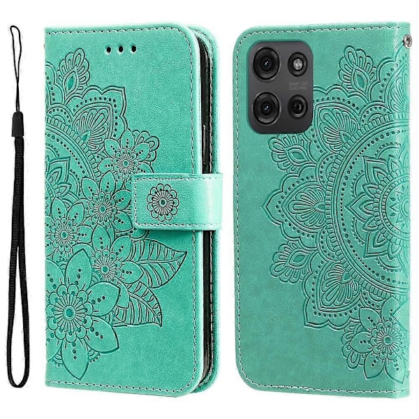 Syvbladblomster preget skinn telefondeksel - Perfekt Compatible with MotorolaMoto G75 5G