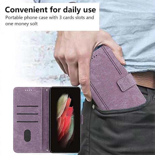 Fodral Kompatibelt med Samsung Galaxy A32 5G Magnetiskt Stänk- och Reptåligt Läder Flipfodral Kompatibelt med Samsung Galaxy A32 5G Fodral - Perfekt Purple