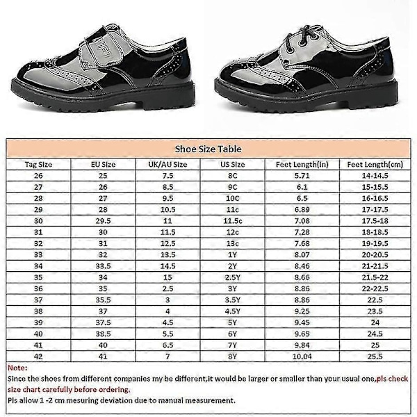 Pojkar Stängda Tå Oxfords Formella Dagliga Klänningskor Låga Loafers-Perfet Magic Tape Black EU 26
