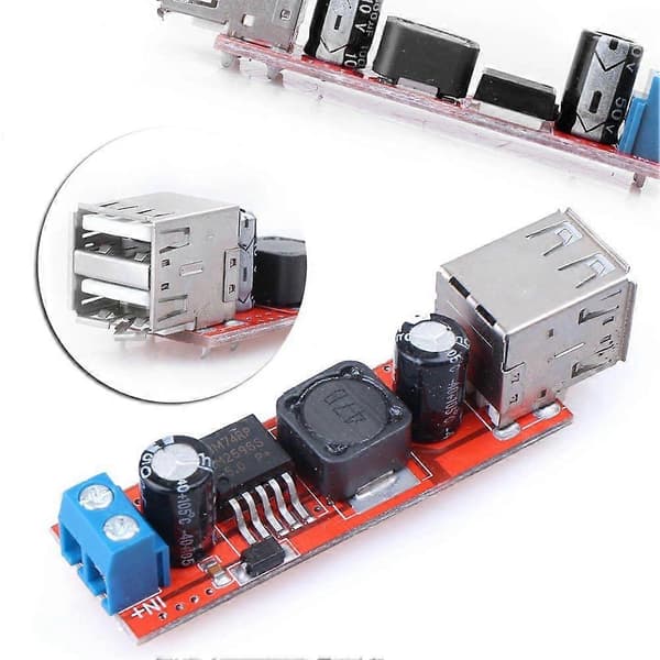 Dobbel USB 9V/12V/24V/36V til 5V Konverter DC-DC 3A Strømmodul-Perfet