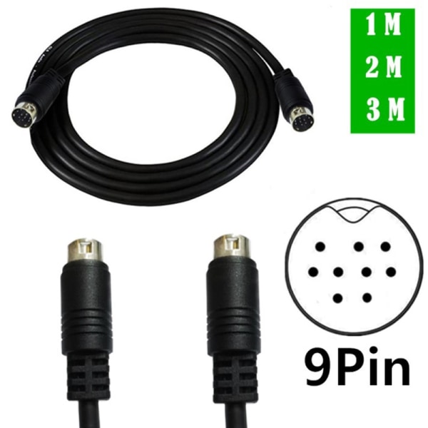 Mini Din 9-pins hann til 9-pins hann o Inngangskabel 1m 2m 3m Compat - Perfet Black 2M