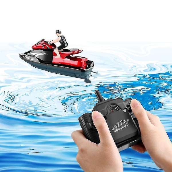 Rc Jet Ski Rc Motorbåt Høyhastighets fjernkontrollbåt for bassenger Lakes 2.4ghz Leketøy for barn - Perfet Red
