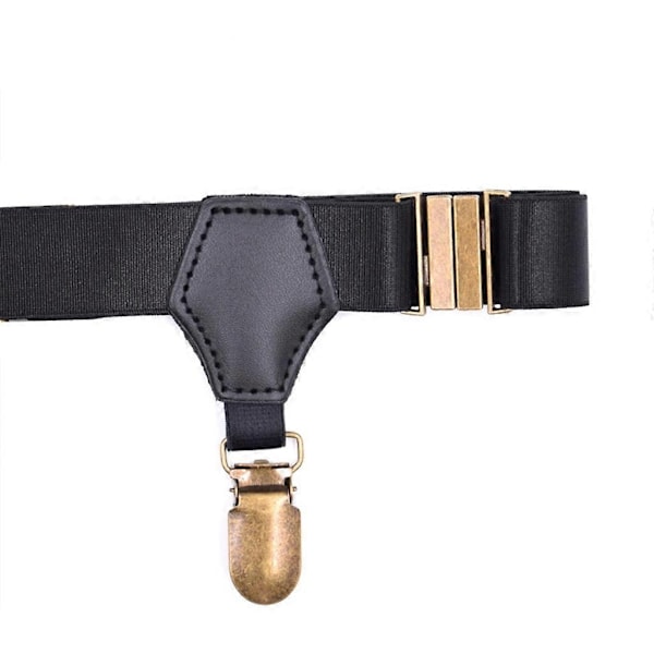 Herre Dame 1 Par Sorte Sokker Strømpeholdere med Dobbelte Hårde Metal Skridsikre Clips Elastiske Justerbare Strømpebånd Bælte Kostume-Perfekt