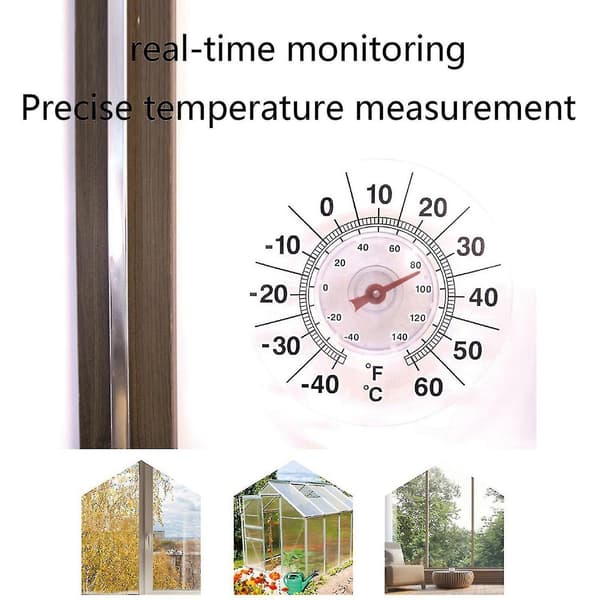 Fönstertermometer Temperatur Inomhus/utomhus Rund Urtavla Sugpropp På Fönster - Perfekt
