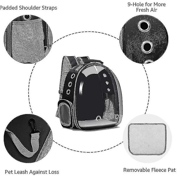 Cat Backpack Outdoor Pet Axelväska Andas Portabel Rese Transparent Bag Classic Gray