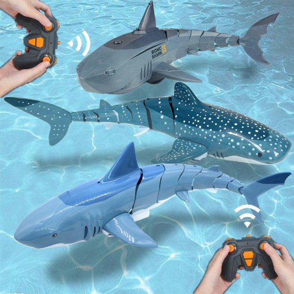 Smart Rc Shark Whale Spray Vatten Rolig leksak Fjärrkontroll Båtfartyg Ubåtsrobotar Fisk Elektriska leksaker för pojkar Barn- Perfet Spray water blue