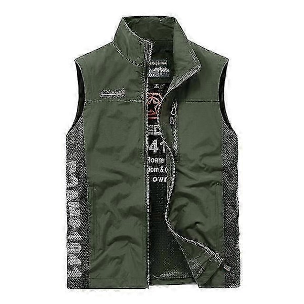 Herre Udendørs Sommer Arbejdsvest Forår Multi-lommer Taktisk Vest Stor Størrelse M-6XL Mand Vandring Fiskeri Ærmeløse Jakker-Perfet green XXXXL