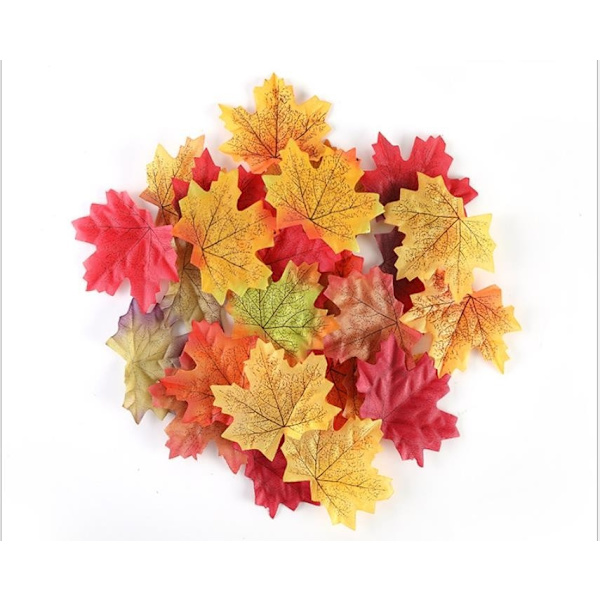 Varastossa 100 Mixed Artificial Autumn Vaahteranlehtiä Silkki Syksy, sisustus - Perfet Färg