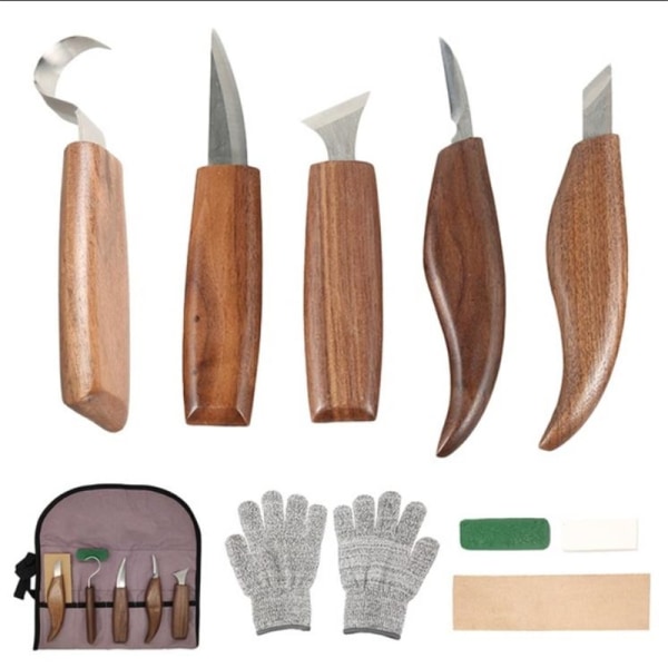träsnideri verktyg manuell träbearbetning snideri knivar skrot trä - Perfet 7pcs