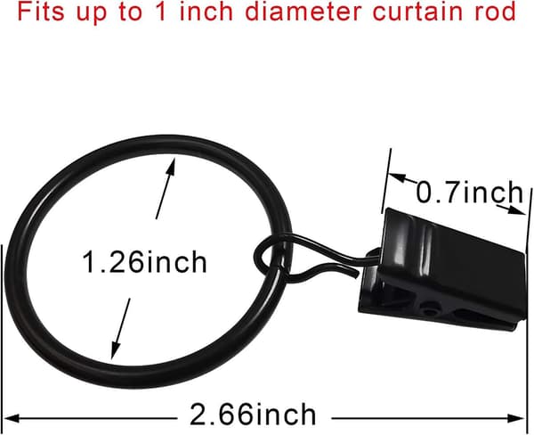 40-pack gardinringar med klämmor, gardinklämmor med ringar, hängande gardinringar, 32 cm innerdiameter, lämpliga för gardinstänger