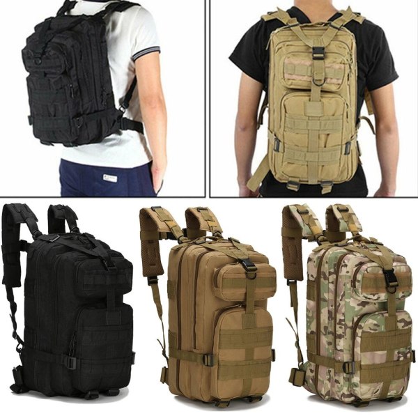 Military Tactical Army Backpack Outdoor Bag 30L-Perfet black