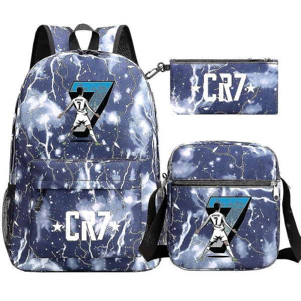 Fotboll Ronaldo Cr7 Ryggsäck 3st/ set Skolväskor För Flickor Pojke Laptop Reseryggsäck Kvinnor Ryggsäck Axelväskor Case[HK]- Perfet 6