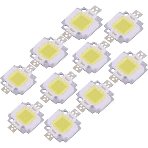 COB LED-lampa, 10 st 10W LED Cool/ Chip SMD COB DC 9-12V för lampbyte - Perfet White