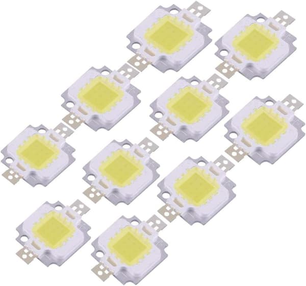COB LED-lampa, 10 st 10W LED Kall/Chip SMD COB DC 9-12V för lampbyte - Perfet White
