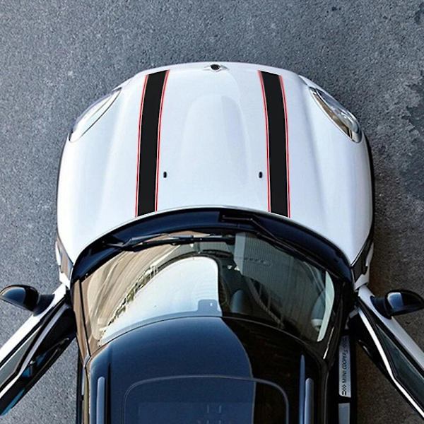 Dekaler för bilens inredning, motorhuv, huv, ränder, dekaler, dekoration för Mini Cooper S JCW R55 R56 R60 R61 F54 F55 F56 F60 Countryman Tillbehör Black White