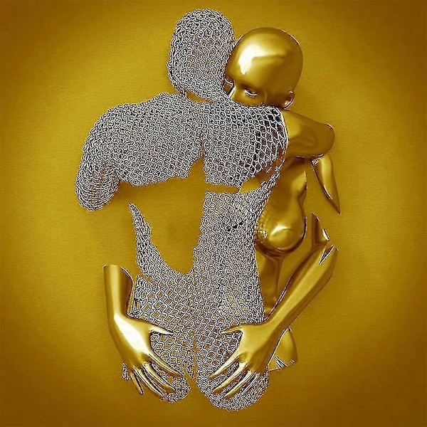 Silver fd29 40x40cm kärleks hjärta grå - 3D konst vägg metall figur skulptur par hängande målning - perfekt