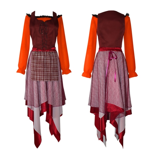 Witch Al's Crazy2 -asu Keskiaikainen Halloween Role Cosplay -vaatteet - Perfet orange dress 2XL