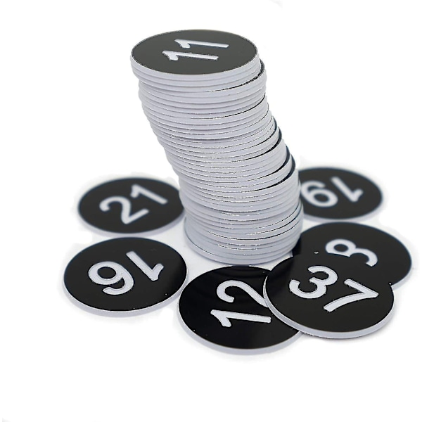 Nummererte merkelapper - Graverte nummererte merkelapper, ID-merkelapper, nøkkelmerkelapper uten hull - Perfekt 51-100 Black