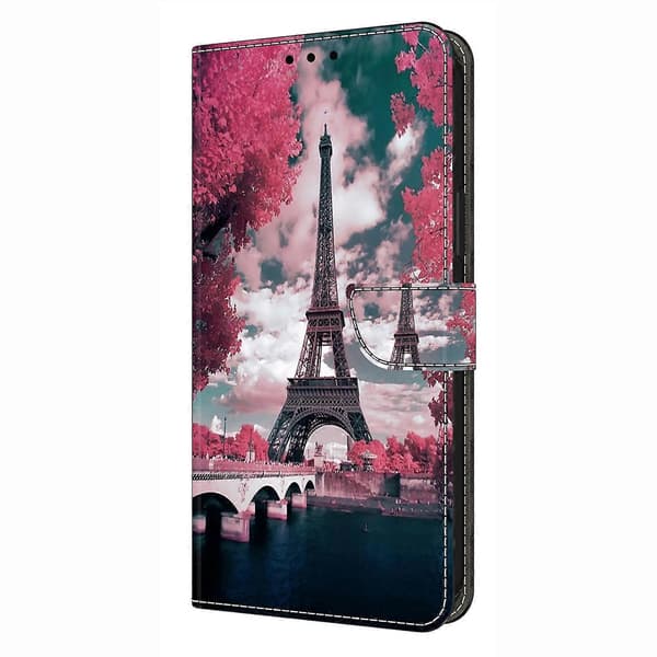 for Samsung Galaxy S24 FE Lommebok Etui Mønstertrykk Stativ Lær Flip Telefon Deksel - Perfekt Eiffel Tower